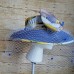 August Hat Company s Hat Blue with Floral Fabric Overlay Bow Under brim  eb-25114648